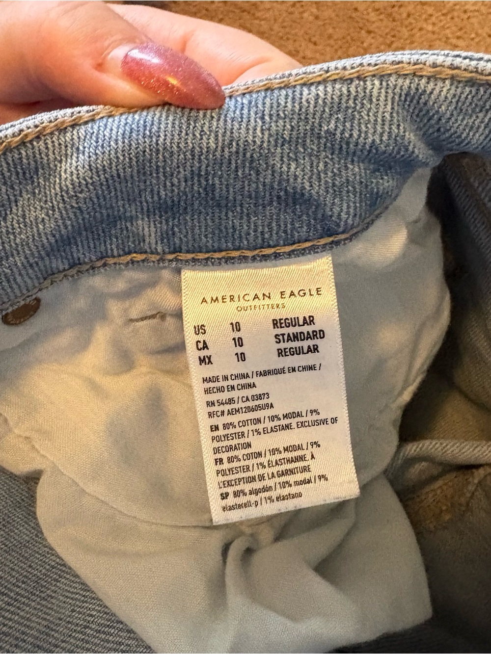 American Eagle Outfitters Light Blue Distressed Straight Leg Jeans - Picture 3 of 4